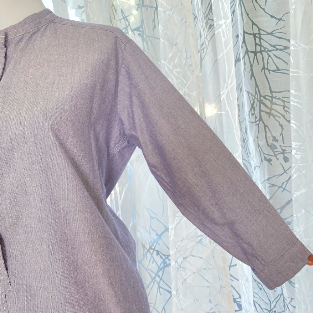 HUMANOID chambray blue button up long sleeve relax fit shirt dress - Picture 2 of 10
